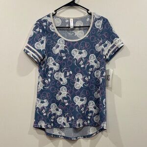 LulaRoe x Disney | XS Blue & Pink Graphic Short Sleeve Tee | Minnie Mouse NWT